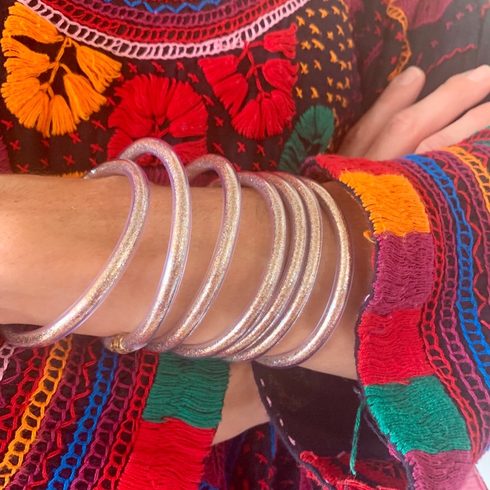 All weather bracelets—set of 7 champagne